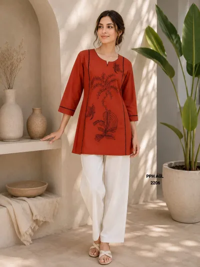 Handcrafted Dabu Print Cotton Kurti Pant Set